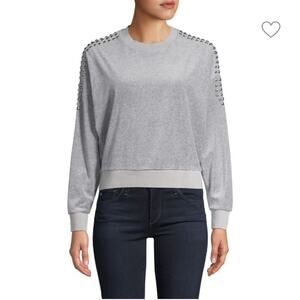 IRO Heathen Studded Heather Gray Long Sleeve Sweatshirt‎ Size S